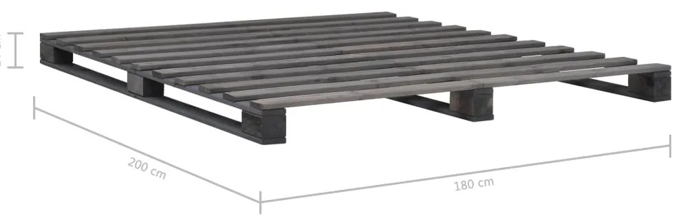 vidaXL Πλαίσιο Κρεβατιού Γκρι 180 x 200 εκ. Παλέτες Μασίφ Ξύλο Πεύκου