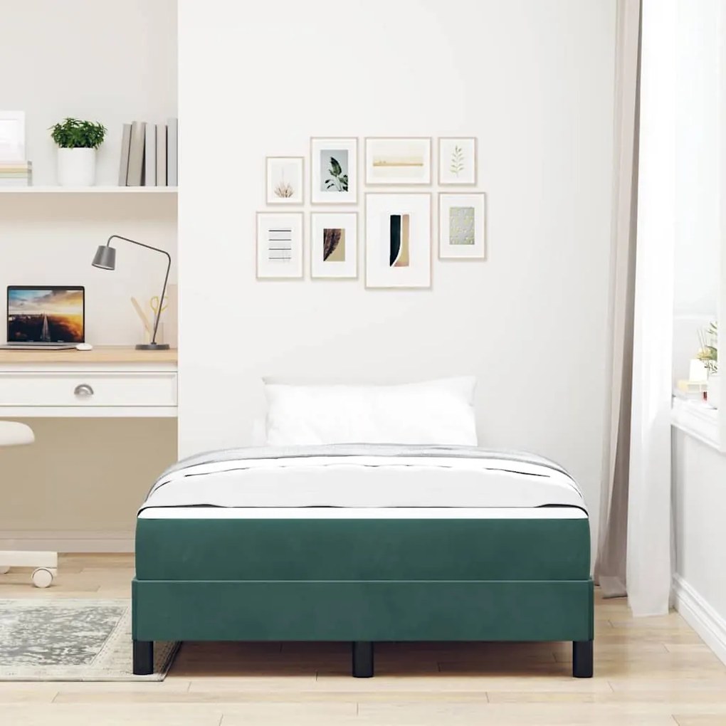 vidaXL Κρεβάτι box spring με στρώμα Σκούρο Πράσινο 120 x 190 cm