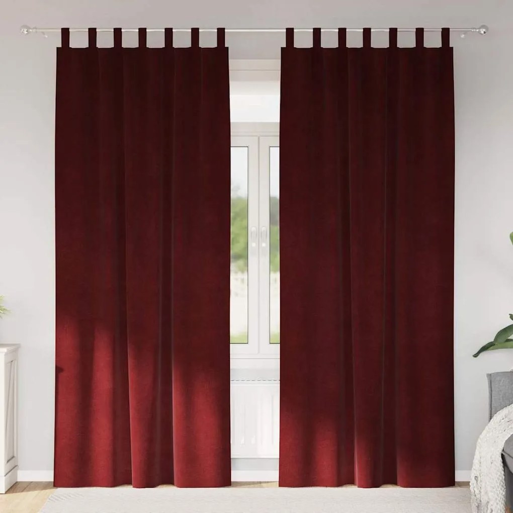 vidaXL Κουρτίνες με κουρτίνες 2 pcs Μπορντό 140 x 225 cm Βελούδο