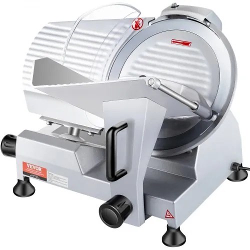 VEVOR Commercial Meat Slicer, 240W Electric Deli Food Slicer, 10 inch Carbon Steel Blade Electric Food Slicer, 350-400RPM Meat Slicer, 0 - 0.47 inch Adjustable Thickness for Commercial and Home Use
