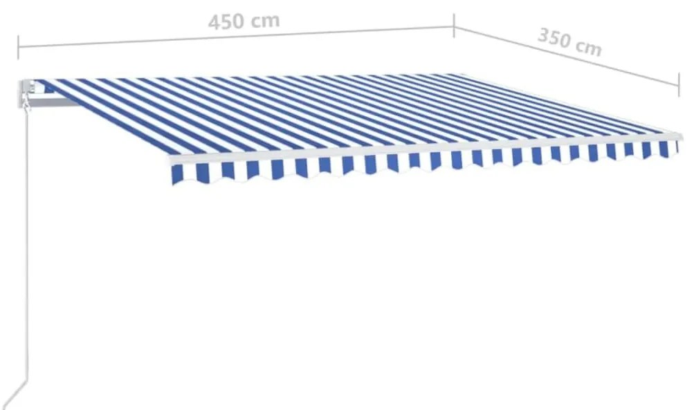 Τέντα Συρόμενη Χειροκίνητη Μπλε / Λευκό 450 x 350 εκ. - Μπλε