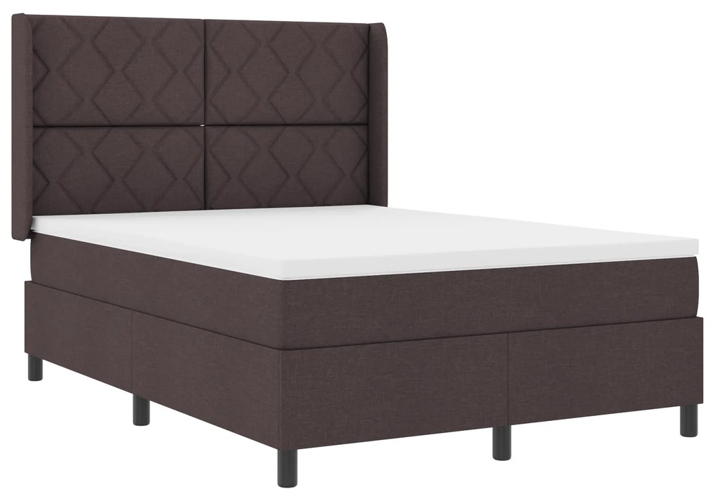 vidaXL Κρεβάτι Box Spring με Στρώμα Καφέ 140x190 εκ. Υφασμάτινο