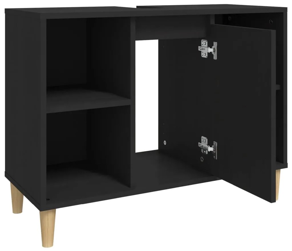 vidaXL Ντουλάπι Νιπτήρα Μαύρο 80 x 33 x 60 εκ. Επεξεργασμένο Ξύλο