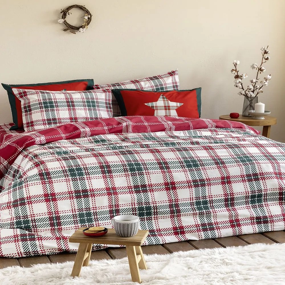 Παπλωματοθήκη Sparkle (Σετ 2τμχ) Red-Green Nima Μονό 160x240cm 100% Cotton
