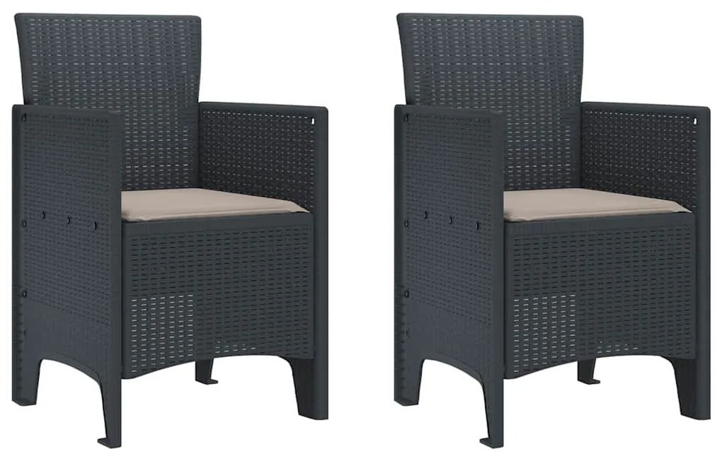 vidaXL Σέτ φαγητού για κήπο 3 pcs Ανθρακί Rattan Polt