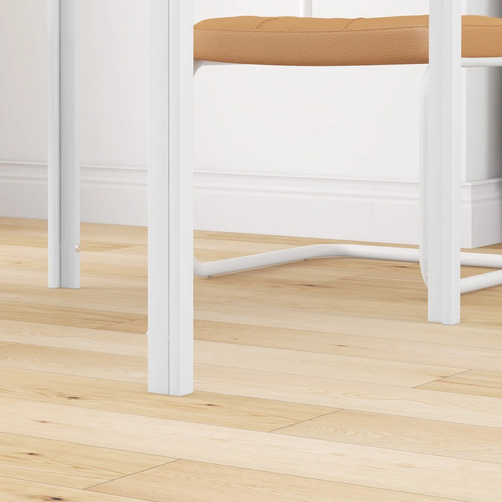 HOMCOM Τετράγωνο τραπέζι φαγητού για 4 άτομα, επιφάνεια από σκληρό γυαλί, για κουζίνα και τραπεζαρία, 75 x 75 x 75 εκ., λευκό