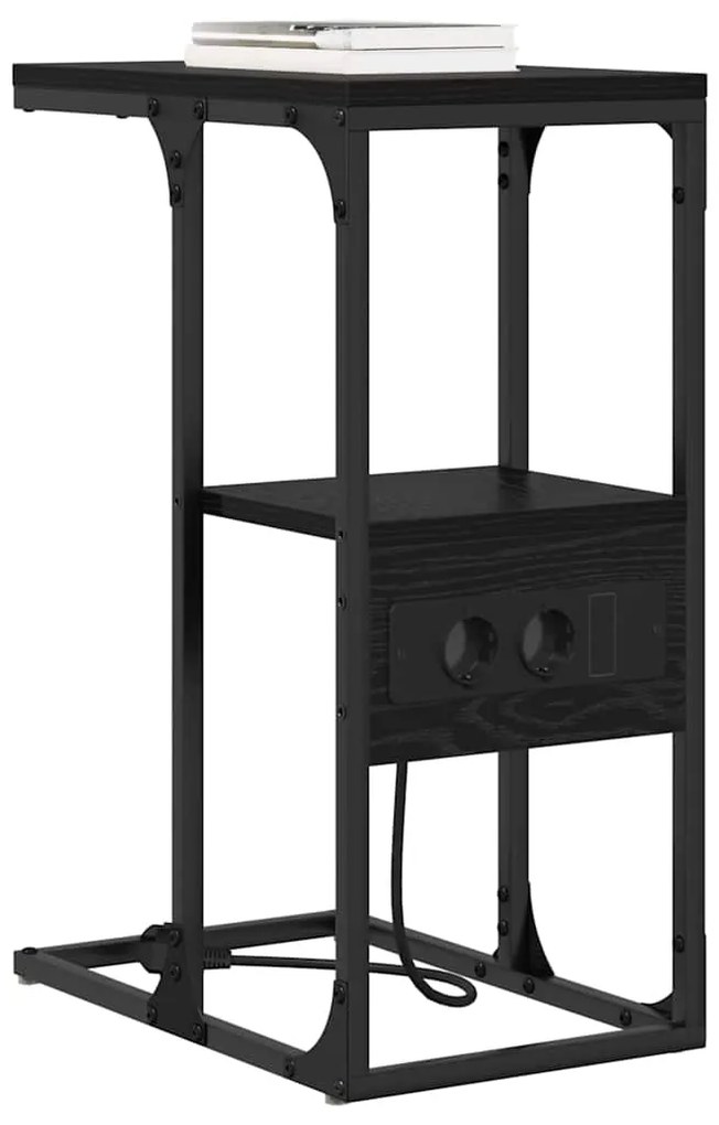 vidaXL Κομοδίνο Μαύρη δρυς 41.5 x 26 x 60.5 εκ Επεξεργασμένο ξύλο