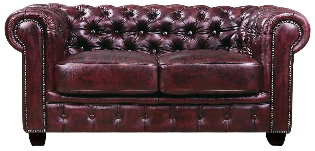 Καναπές Chesterfield Antique Red 689 E9574,24 160X92X72 cm Δέρμα