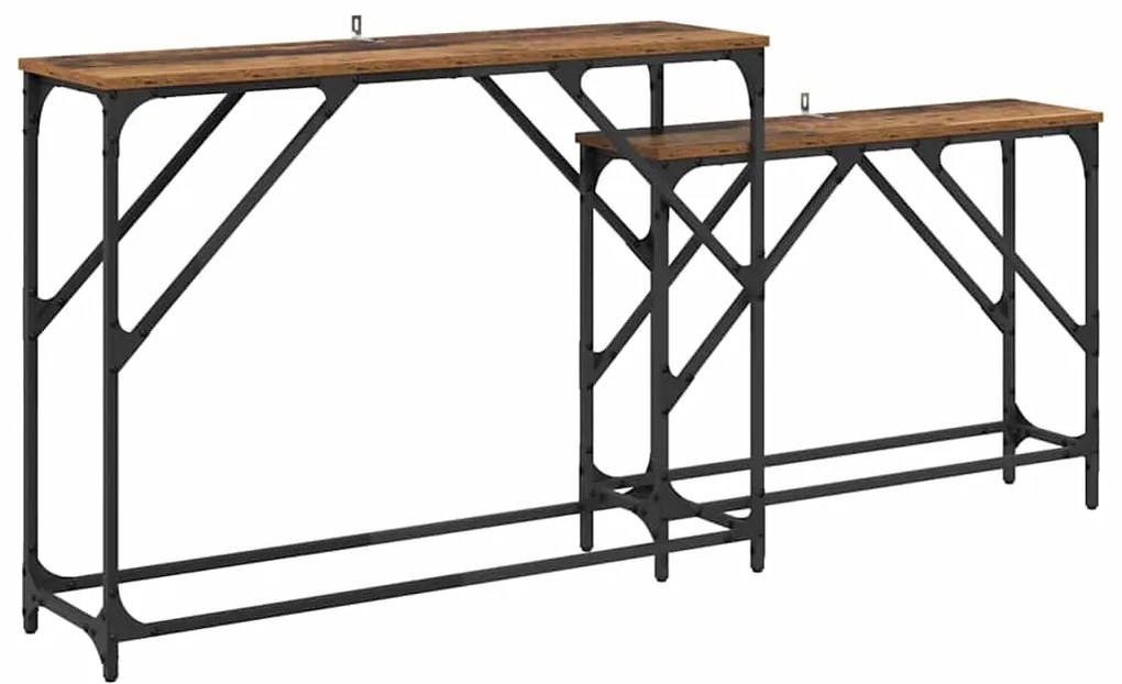 vidaXL Τραπέζι κονσόλας 2 pcs Παλιό Ξύλο 100 x 28 x 75 εκ.