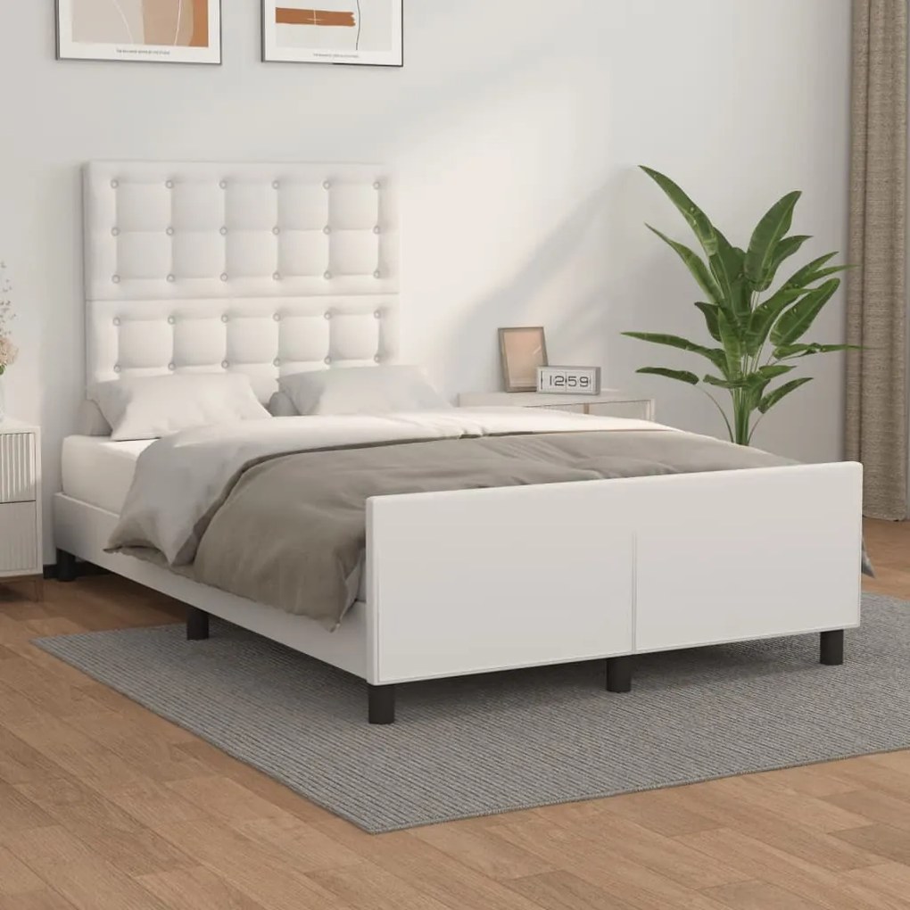 vidaXL Πλαίσιο Κρεβατιού με Κεφαλάρι Λευκό 120x200 εκ. Συνθετικό Δέρμα