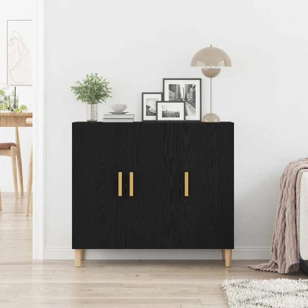 vidaXL Πλαϊνό γραφείο Μαύρο 90 x 34 x 80 εκ. Επεξεργασμένο ξύλο