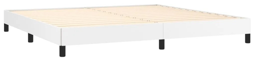 vidaXL Κρεβάτι Boxspring με Στρώμα Λευκό 200x200 εκ. Συνθετικό Δέρμα