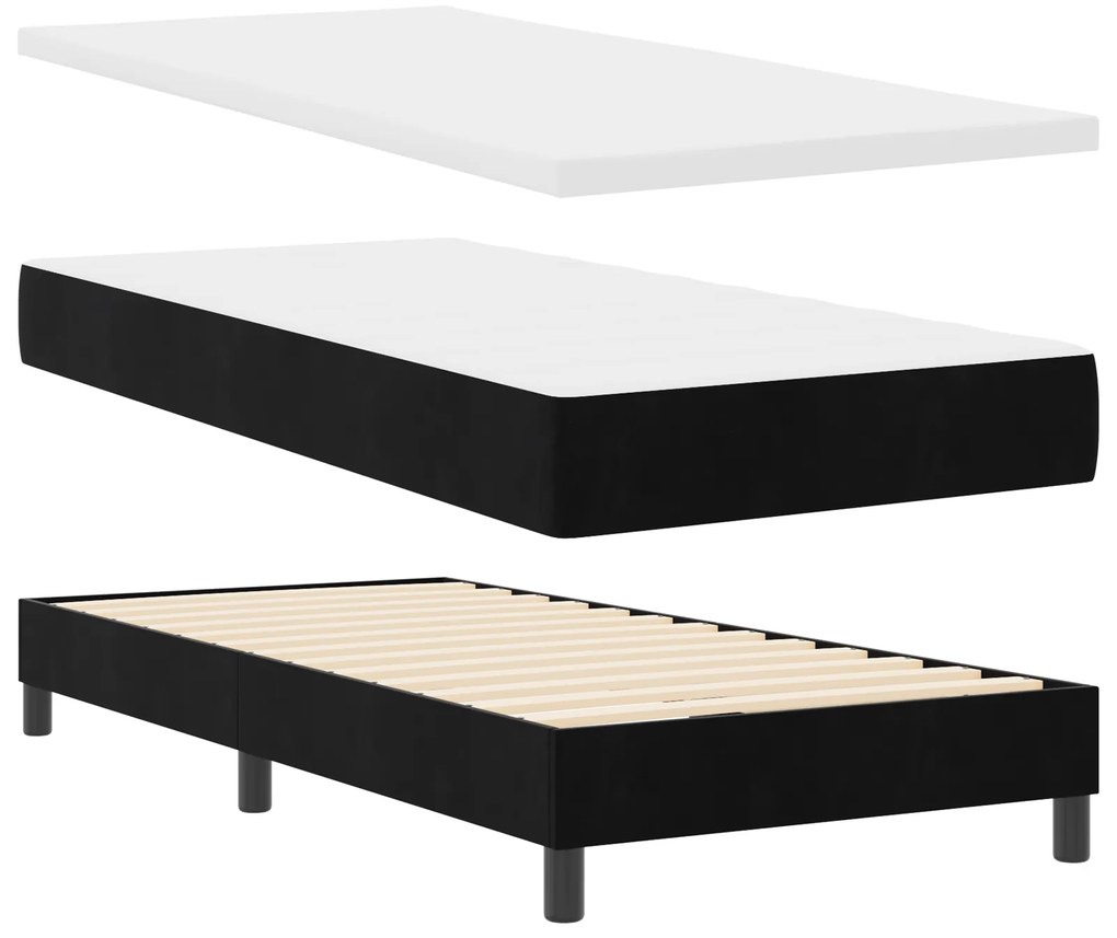 vidaXL Κρεβάτι Box Spring με Στρώμα Μαύρο 100x200 εκ Βελούδο