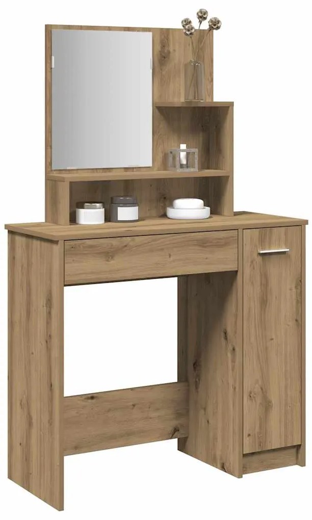 vidaXL Κομοδίνο με καθρέφτη Artisan Oak 86,5x35x136 cm