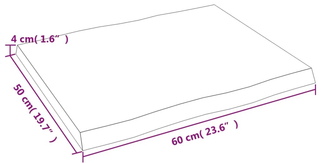 Επιφ Τραπεζιού Αν Καφέ 60x50x(2-4)εκ. Ακατέργ. Μασίφ Ξύλο Δρυός - Καφέ