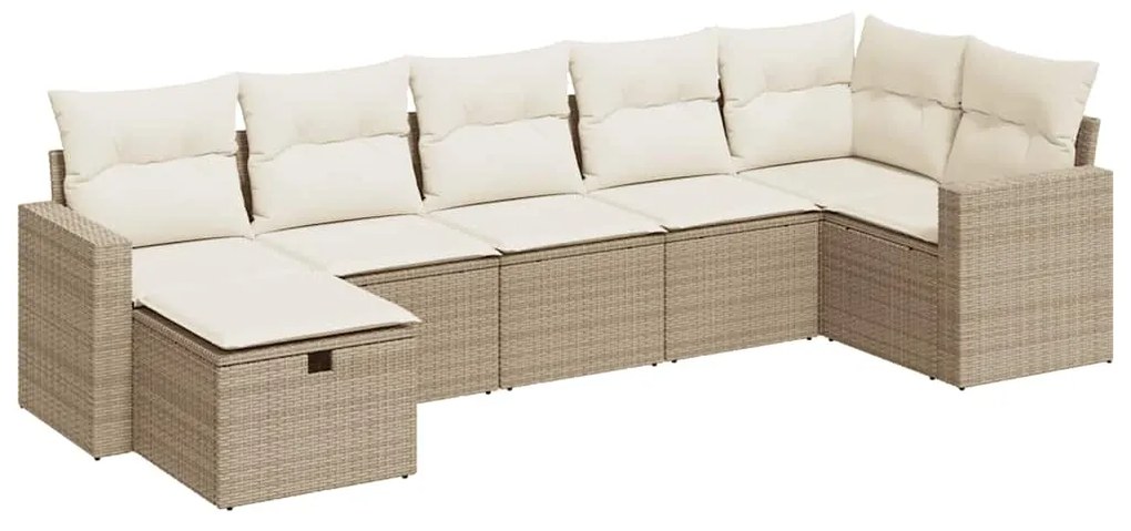 vidaXL Σαλόνι Κήπου Σετ 7 τεμ. Μπεζ Συνθετικό Ρατάν με Μαξιλάρια