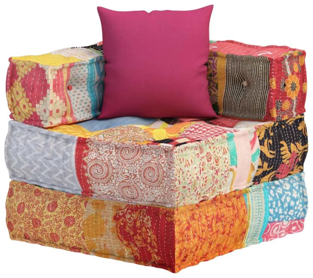 vidaXL Κάθισμα - Πουφ Αρθρωτό με Patchwork Υφασμάτινο με Μαξιλάρι