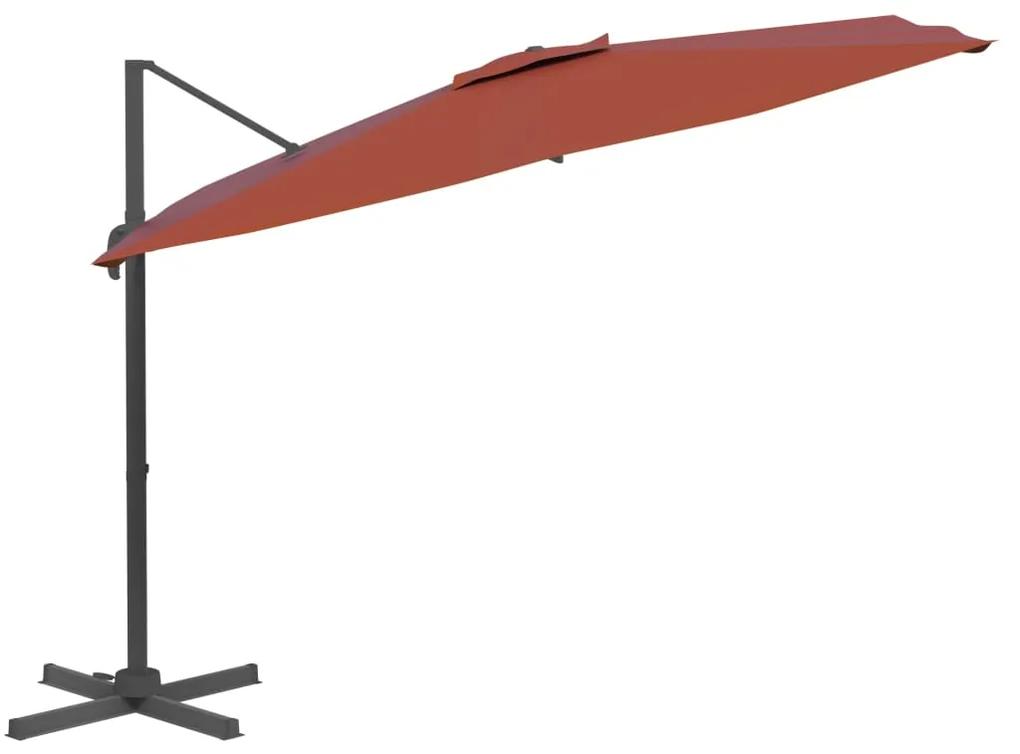 vidaXL Κρεμαστή Ομπρέλα με LED Τερακότα 400 x 300 εκ.