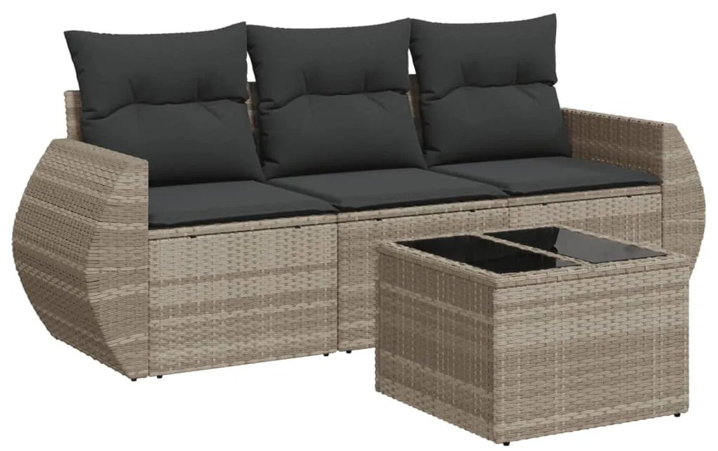 vidaXL Σαλόνι Κήπου Σετ 4 Τεμαχίων Γκρι Συνθετικό Ρατάν με Μαξιλάρια