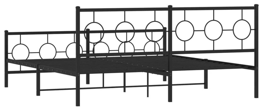 Πλαίσιο Κρεβατιού με Κεφαλάρι&amp;Ποδαρικό Μαύρο 183x213εκ. Μέταλλο - Μαύρο