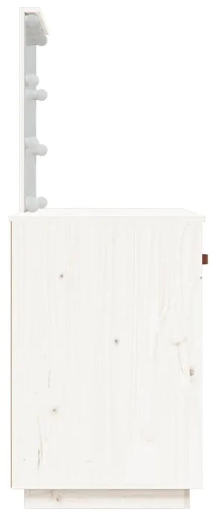 Μπουντουάρ με LED Λευκό 95 x 50 x 133,5 εκ. Μασίφ Ξύλο Πεύκου - Λευκό