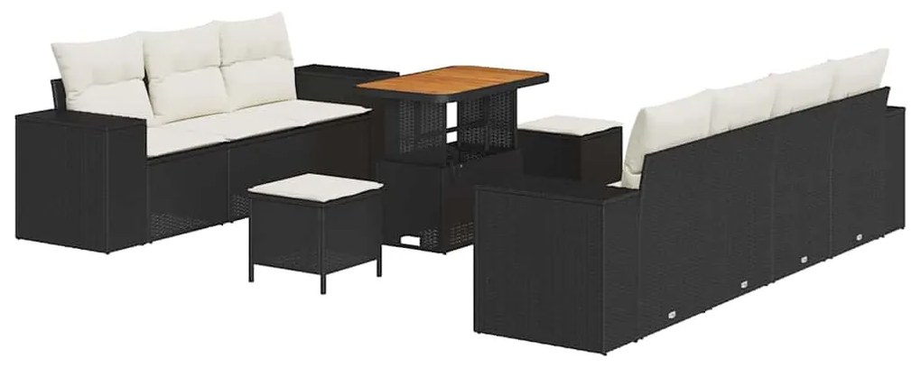 vidaXL Σετ Καναπέ Κήπου 10 pcs Μαύρο συνθετικό ρατάν