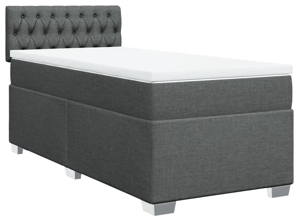 vidaXL Κρεβάτι Boxspring με Στρώμα Σκούρο Γκρι 90x190 εκ. Υφασμάτινο