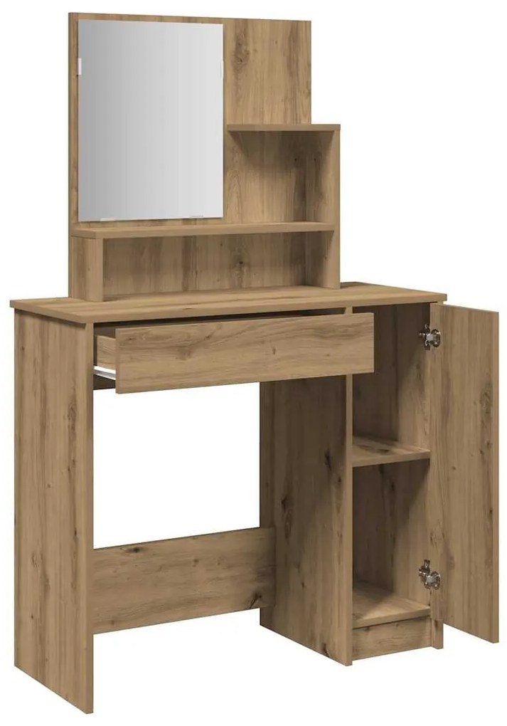 vidaXL Κομοδίνο με καθρέφτη Artisan Oak 86,5x35x136 cm