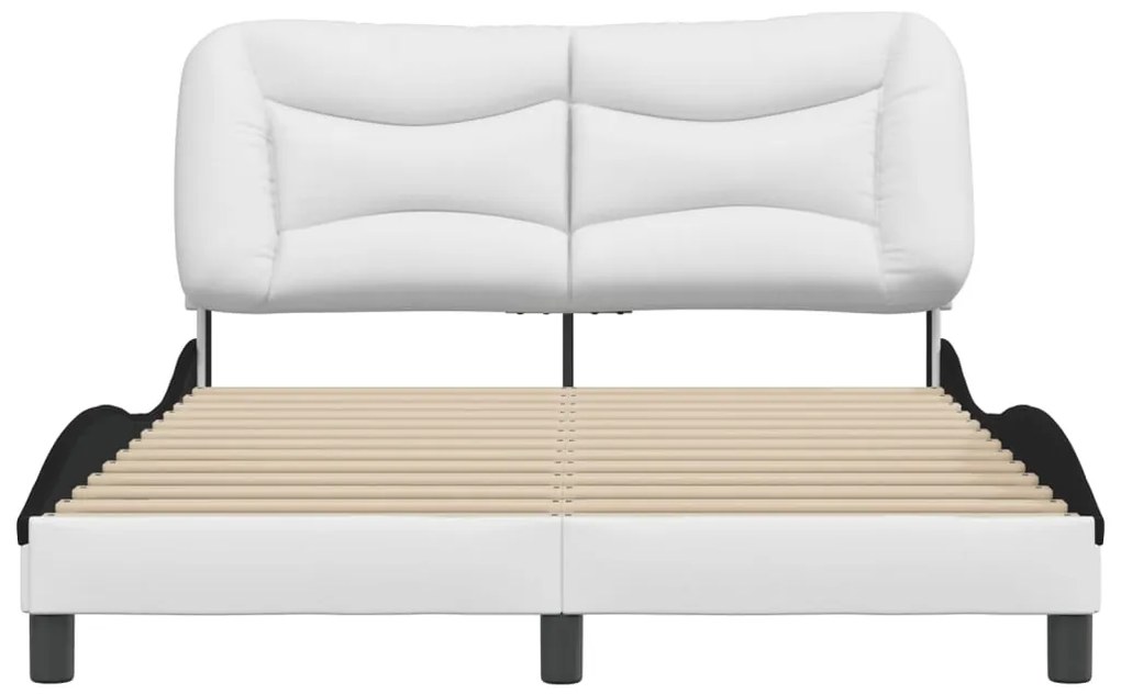 vidaXL Πλαίσιο κρεβατιού χωρίς Στρώμα Hvar Λευκό/Μαύρο 140x190εκ.Συνθ. Δέρμα