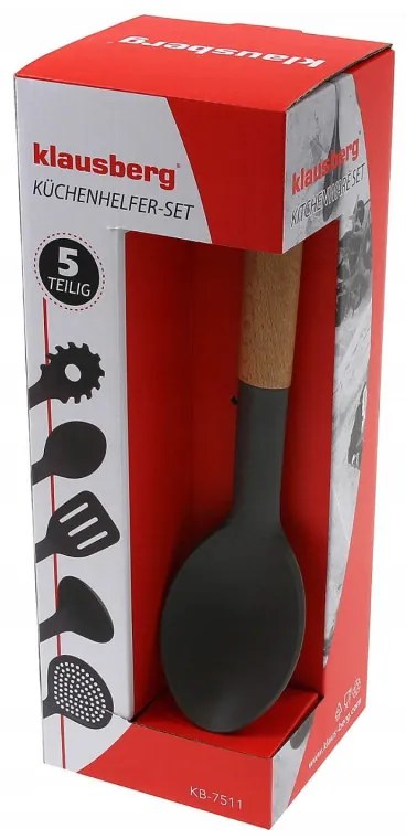 Σετ μαγειρικών σκευών Klausberg KB 7511, 5 μέρη, οξιά και νάιλον, γκρι