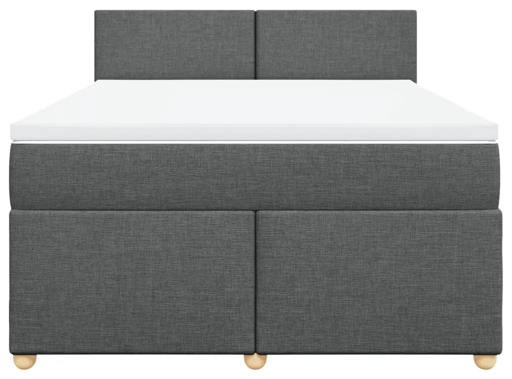 vidaXL Κρεβάτι Boxspring με Στρώμα Σκούρο Γκρι 140x190 εκ. Υφασμάτινο