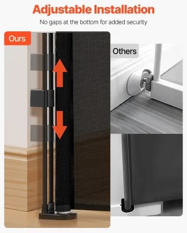 VEVOR Retractable Baby Gate 870 mm Tall Extend to 1400 mm Wide Kids Pets Black