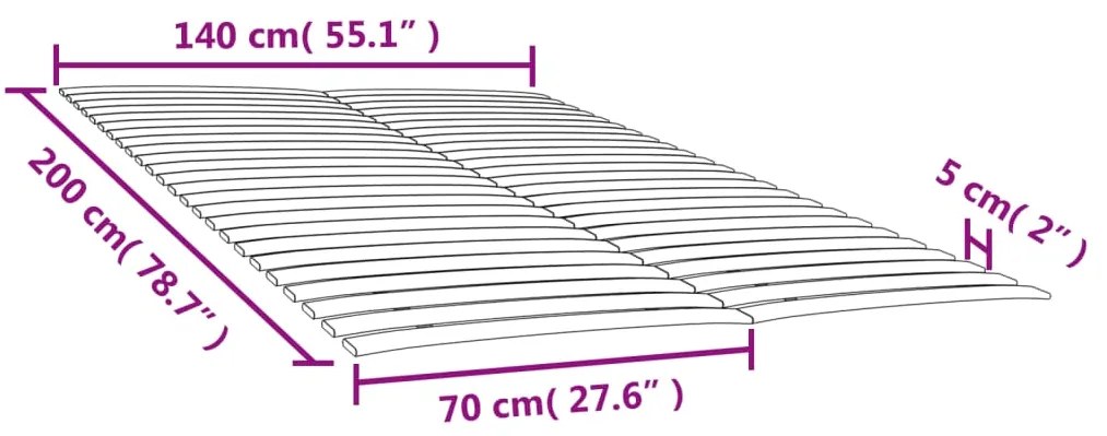 vidaXL Τελάρα Κρεβατιού με 48 Σανίδες 2 Τεμ. 70 x 200 εκ.