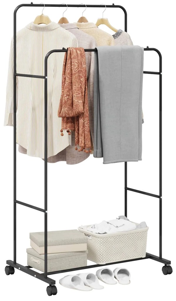 vidaXL Ράφι Ρούχων Μονόχρωμο Μαύρο 80 x 53 x 156 εκ