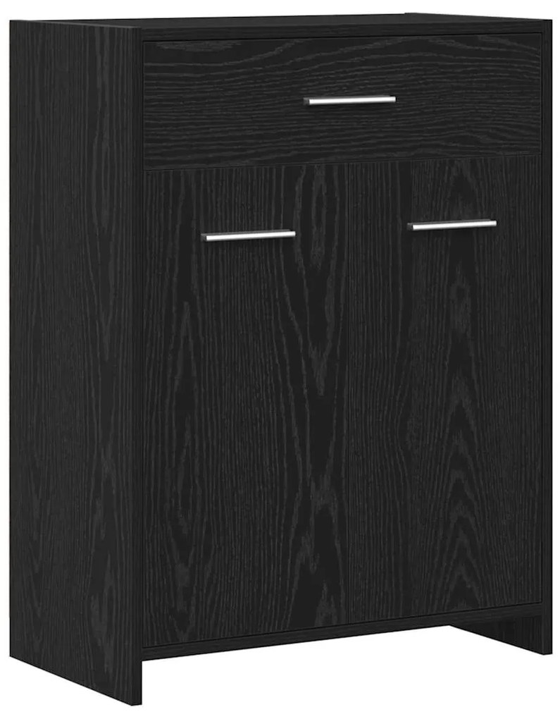 vidaXL Ντουλάπι Μπάνιου Μαύρη Οξυά 60 x 33 x 80 εκ. Μασίφ ξύλο δρυός