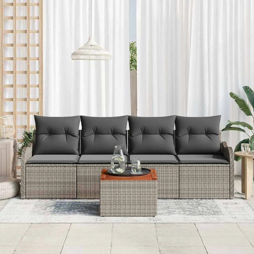 vidaXL Σετ Καναπέ Κήπου 5 pcs Γκρι Πολυ ράταν