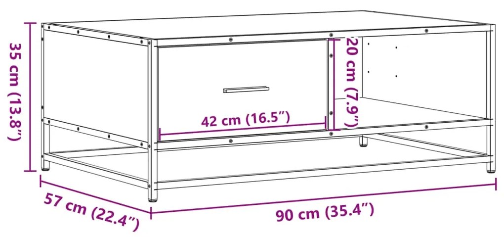 ΤΡΑΠΕΖΑΚΙ ΣΑΛΟΝΙΟΥ ΜΑΥΡΟ 90X57X35 ΕΚ. ΕΠΕΞ. ΞΥΛΟ &amp; ΜΕΤΑΛΛΟ 848754