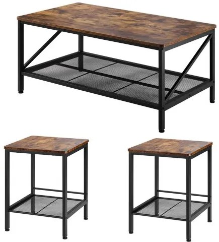 VEVOR 3 Pieces Living Room Table Sets 41.3 in Coffee Table with 2 End Tables