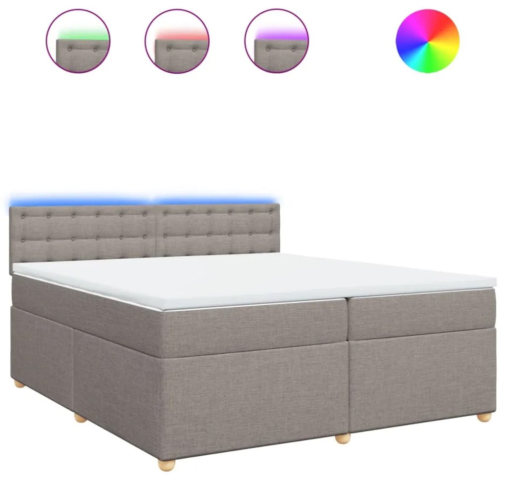 vidaXL Κρεβάτι Boxspring με Στρώμα Taupe 200x200 εκ. Υφασμάτινο