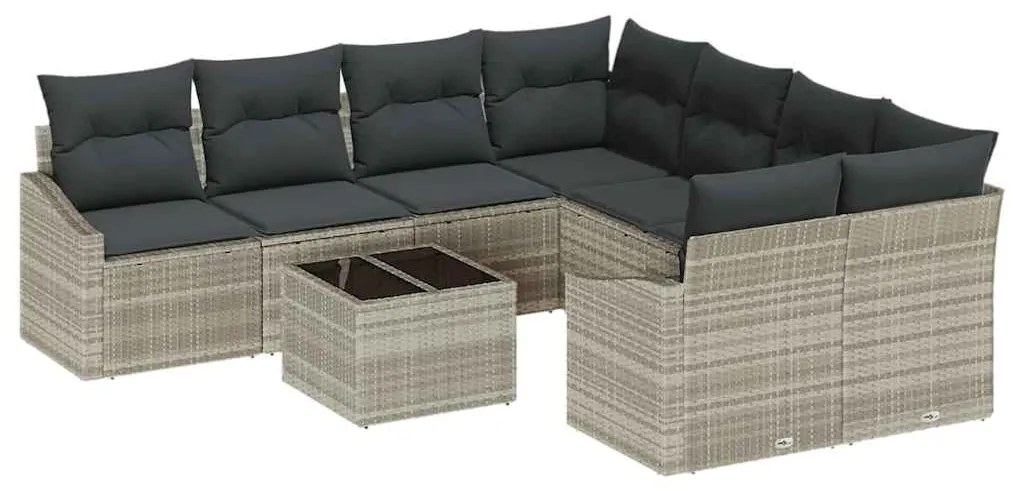 vidaXL Σετ Καναπέ Κήπου με μαξιλάρι 9 pcs Ανοιχτό γκρι 55 x 55 x 37 εκ