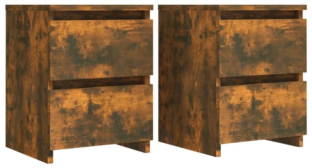 vidaXL Κομοδίνα 2 Τεμ. Καπνιστή Δρυς 30x30x40 εκ. Επεξεργασμένο Ξύλο