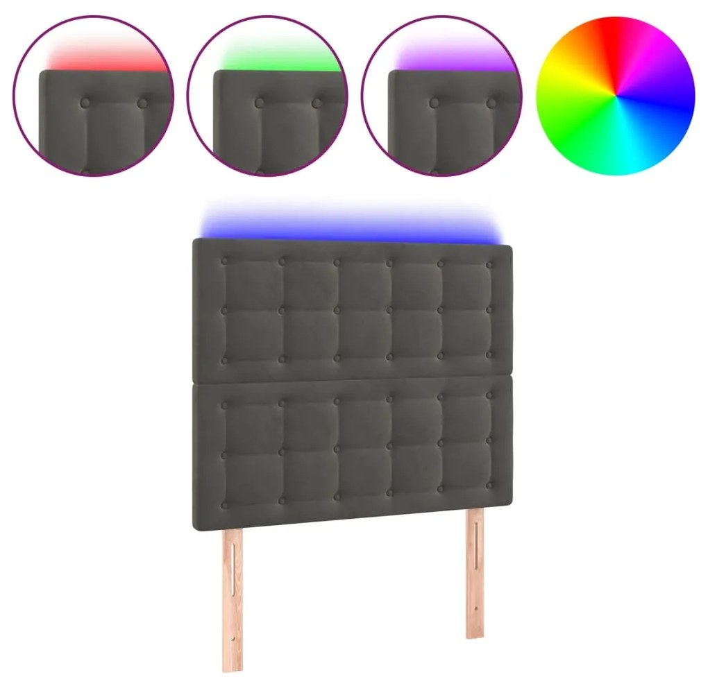 Κεφαλάρι Κρεβατιού LED Σκούρο Γκρι 100x5x118/128 εκ. Βελούδινο 3122901