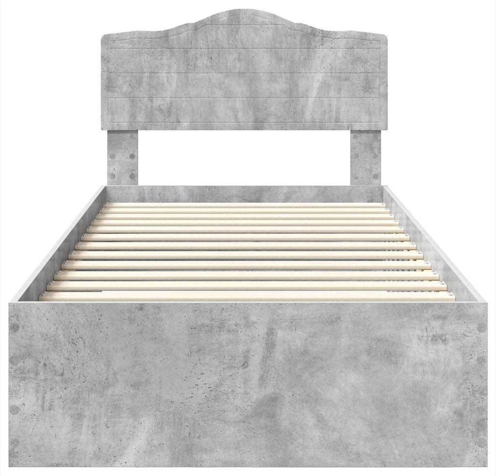 vidaXL Σκελετός Κρεβατιού με κεφαλάρι Σκυρόδεμα Γκρι 75 x 190 cm