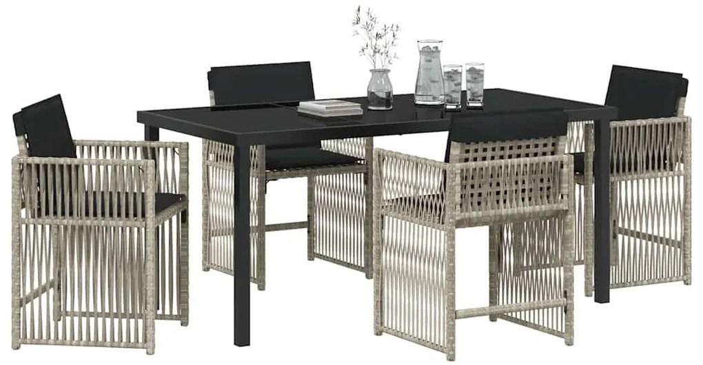 vidaXL Σέτ φαγητού για κήπο 5 pcs Ανοιχτό γκρι συνθετικό ρατάν