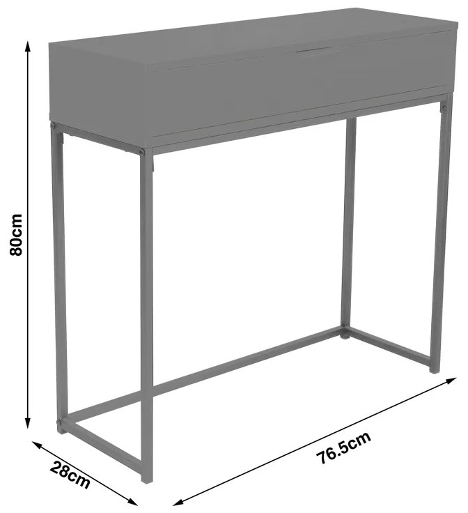 Κονσόλα Joumpa pakoworld με συρτάρι σε φυσική απόχρωση με μαύρο μέταλλο 80x28x76.5εκ