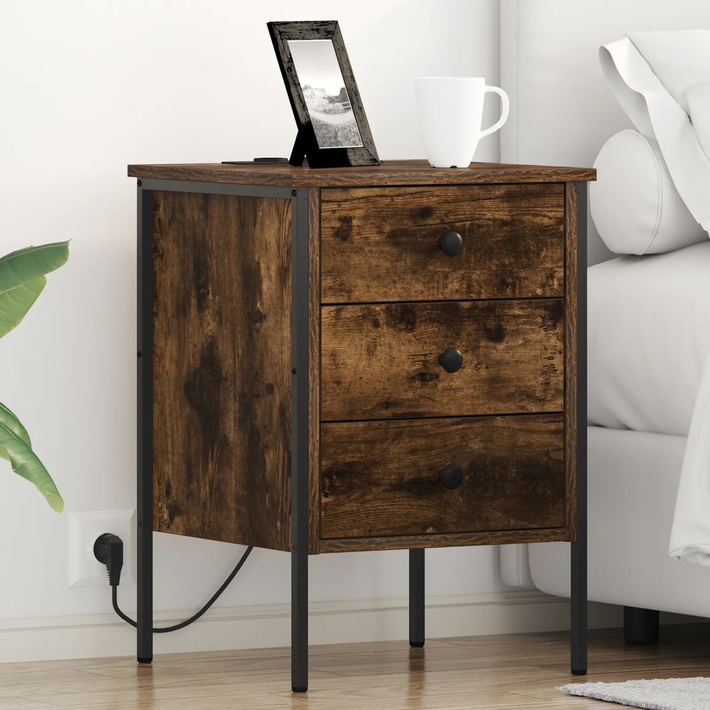 vidaXL Κουτιά Κρεβατοκάμαρας 2 pcs Καπνιστή δρυς 42 x 41 x 61 εκ