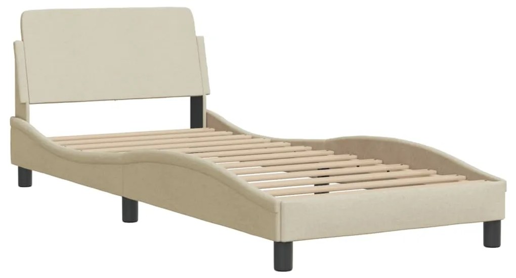 vidaXL Πλαίσιο κρεβατιού με LED χωρίς στρώμα Hvar Κρεμ 90x190 εκ. Ύφασμα