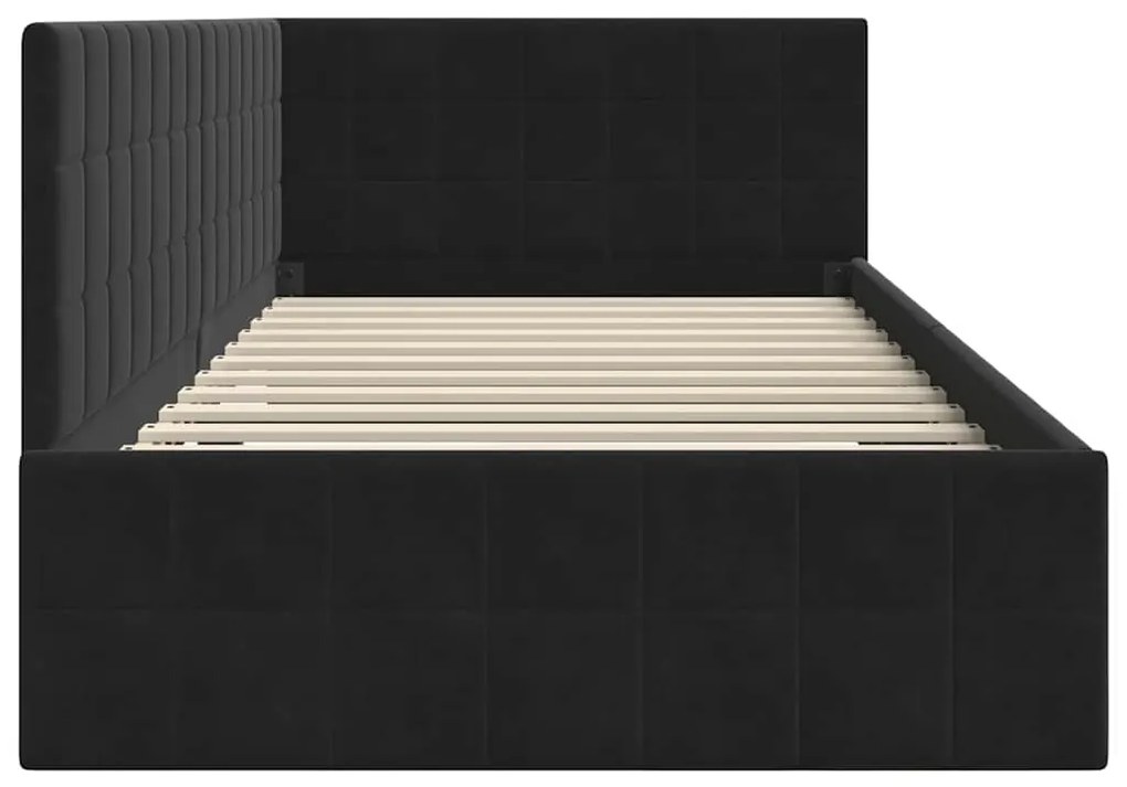 vidaXL Κρεβάτι Γωνίας με κεφαλάρι Μαύρο 90 x 190 cm Βελούδο
