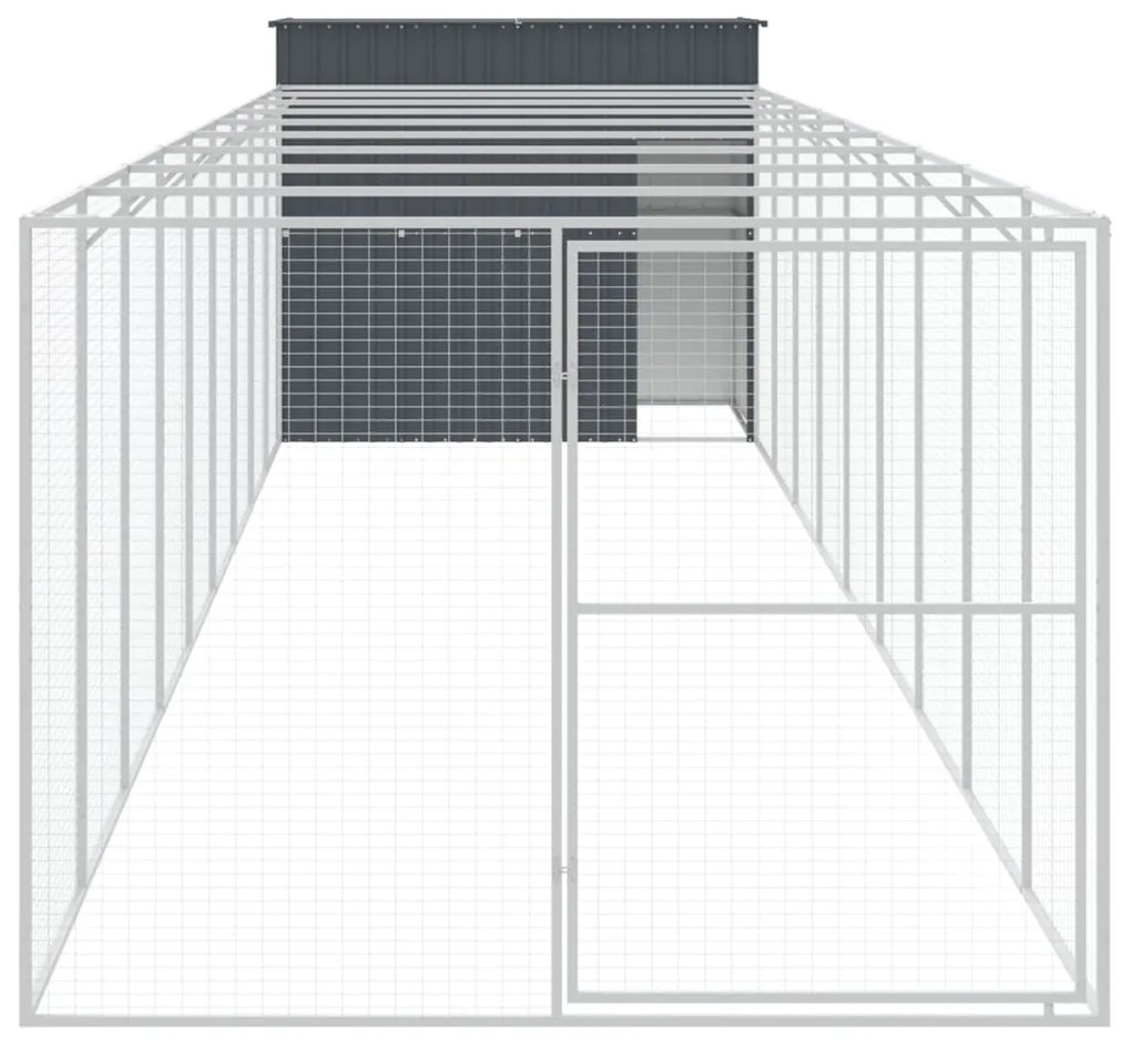 Σπιτάκι Σκύλου με Αυλή Ανθρακί 214x1069x181 εκ. Γαλβαν. Χάλυβας - Ανθρακί