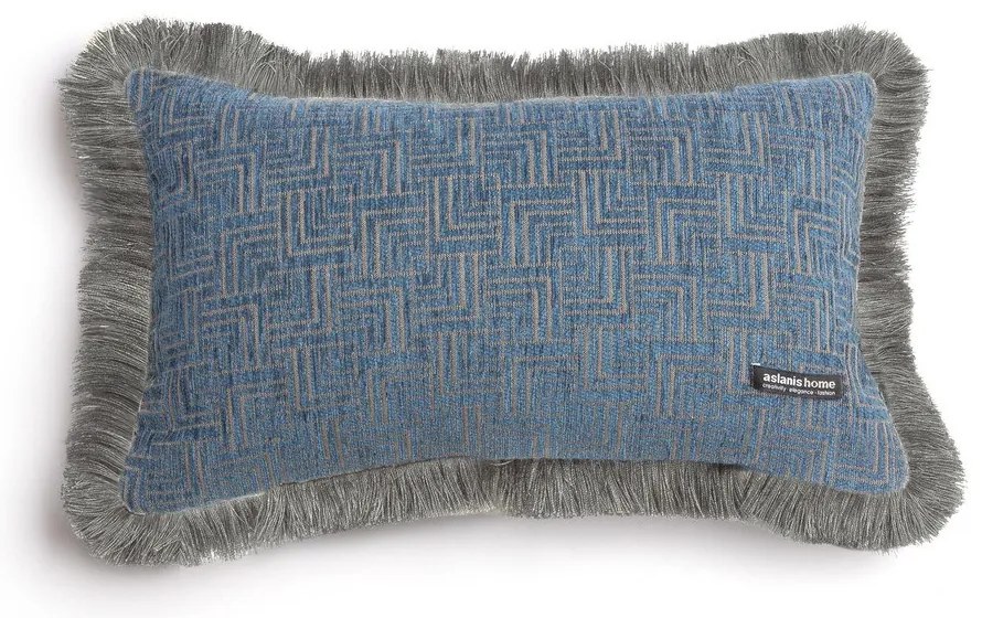 Μαξιλαροθήκη Διακοσμητική New Maze Trimming Blue Aslanis Home 30X50 Βαμβάκι-Chenille